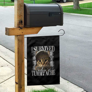 Tummy Ache Survivor Cat Meme Garden Flag Funny Saying Cats Cat Bootleg TS10 Print Your Wear