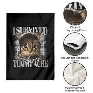 Tummy Ache Survivor Cat Meme Garden Flag Funny Saying Cats Cat Bootleg TS10 Print Your Wear