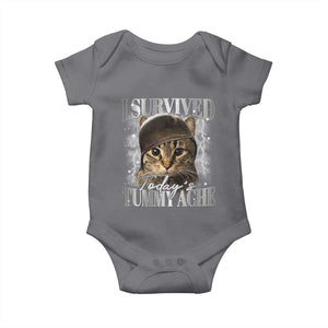 Tummy Ache Survivor Cat Meme Baby Onesie Funny Saying Cats Cat Bootleg TS10 Charcoal Print Your Wear
