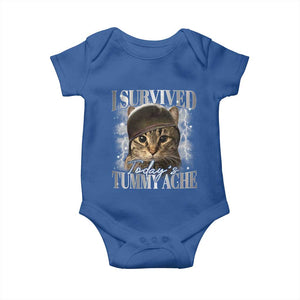 Tummy Ache Survivor Cat Meme Baby Onesie Funny Saying Cats Cat Bootleg TS10 Royal Blue Print Your Wear