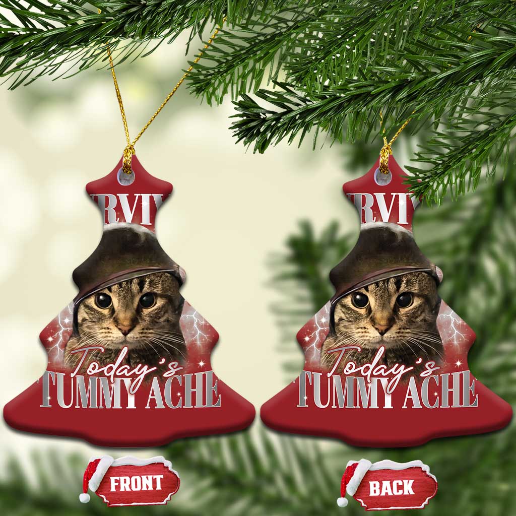 Tummy Ache Survivor Cat Meme Christmas Ornament Funny Saying Cats Cat Bootleg TS10 Christmas Tree Red Print Your Wear
