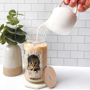 Tummy Ache Survivor Cat Meme Glass Can Funny Saying Cats Cat Bootleg TS10 Print Your Wear