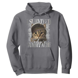 Tummy Ache Survivor Cat Meme Hoodie Funny Saying Cats Cat Bootleg TS10 Charcoal Print Your Wear