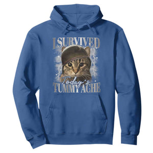 Tummy Ache Survivor Cat Meme Hoodie Funny Saying Cats Cat Bootleg TS10 Royal Blue Print Your Wear