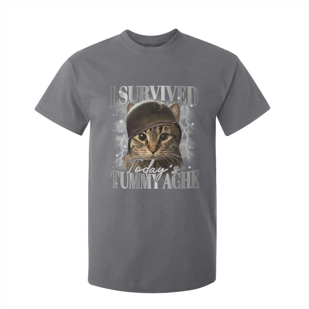 Tummy Ache Survivor Cat Meme T Shirt For Kid Funny Saying Cats Cat Bootleg TS10 Charcoal Print Your Wear