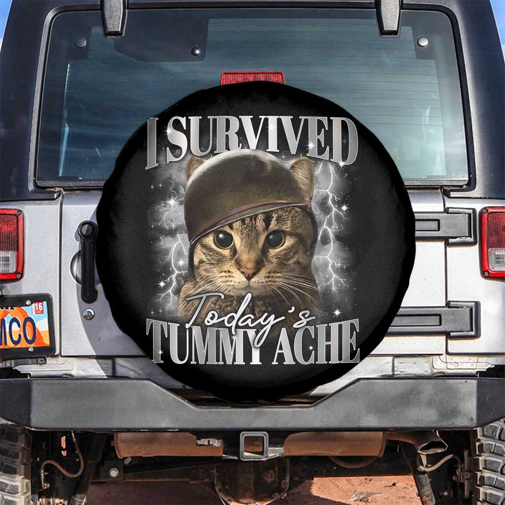 Tummy Ache Survivor Cat Meme Spare Tire Cover Funny Saying Cats Cat Bootleg TS10 No hole Black Print Your Wear