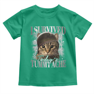 Tummy Ache Survivor Cat Meme Toddler T Shirt Funny Saying Cats Cat Bootleg TS10 Irish Green Print Your Wear