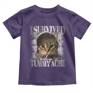 Tummy Ache Survivor Cat Meme Toddler T Shirt Funny Saying Cats Cat Bootleg TS10 Purple Print Your Wear