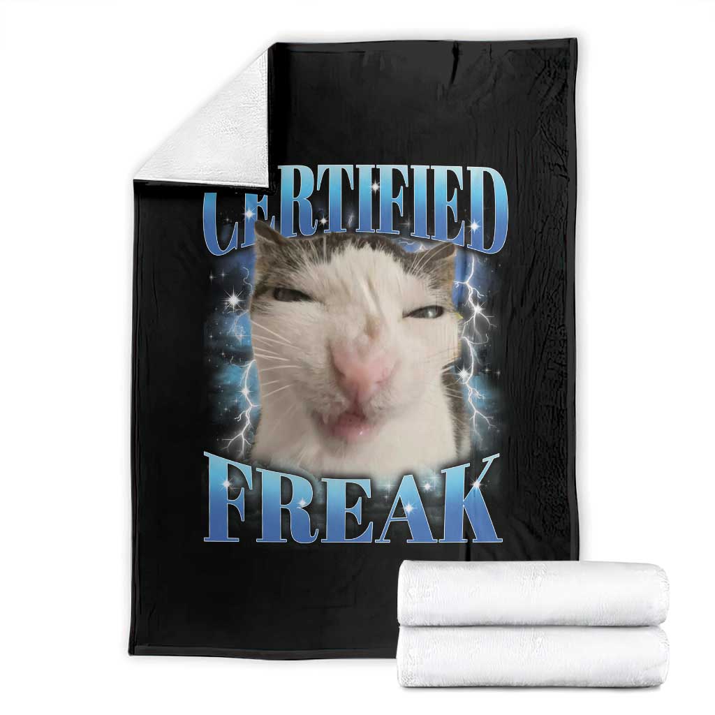 Certified Freak Funny Cat Meme Throw Blanket Internet Memes Gen Z TS10 Black Print Your Wear