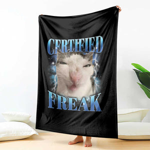 Certified Freak Funny Cat Meme Throw Blanket Internet Memes Gen Z TS10 Print Your Wear