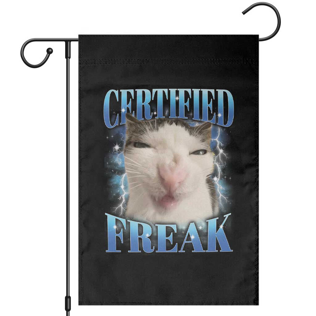 Certified Freak Funny Cat Meme Garden Flag Internet Memes Gen Z TS10 Black Print Your Wear