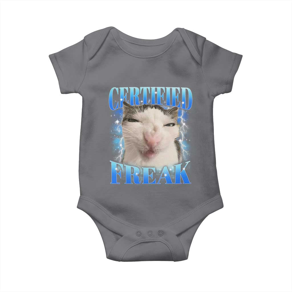 Certified Freak Funny Cat Meme Baby Onesie Internet Memes Gen Z TS10 Charcoal Print Your Wear