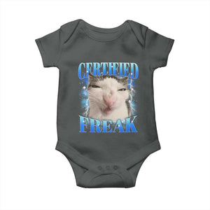 Certified Freak Funny Cat Meme Baby Onesie Internet Memes Gen Z TS10 Dark Heather Print Your Wear