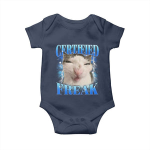 Certified Freak Funny Cat Meme Baby Onesie Internet Memes Gen Z TS10 Navy Print Your Wear