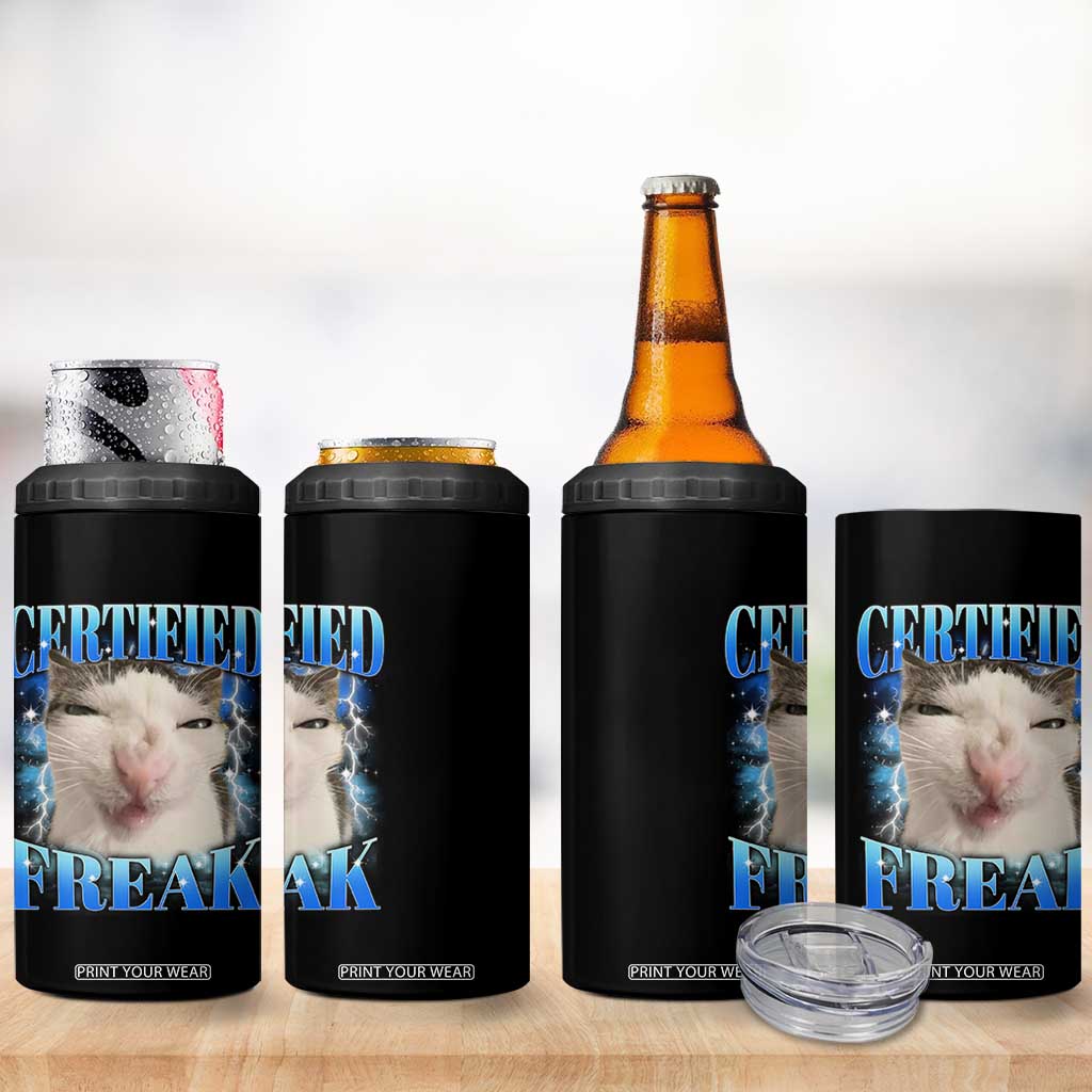 Certified Freak Funny Cat Meme 4 in 1 Can Cooler Tumbler Internet Memes Gen Z TS10 Print Your Wear