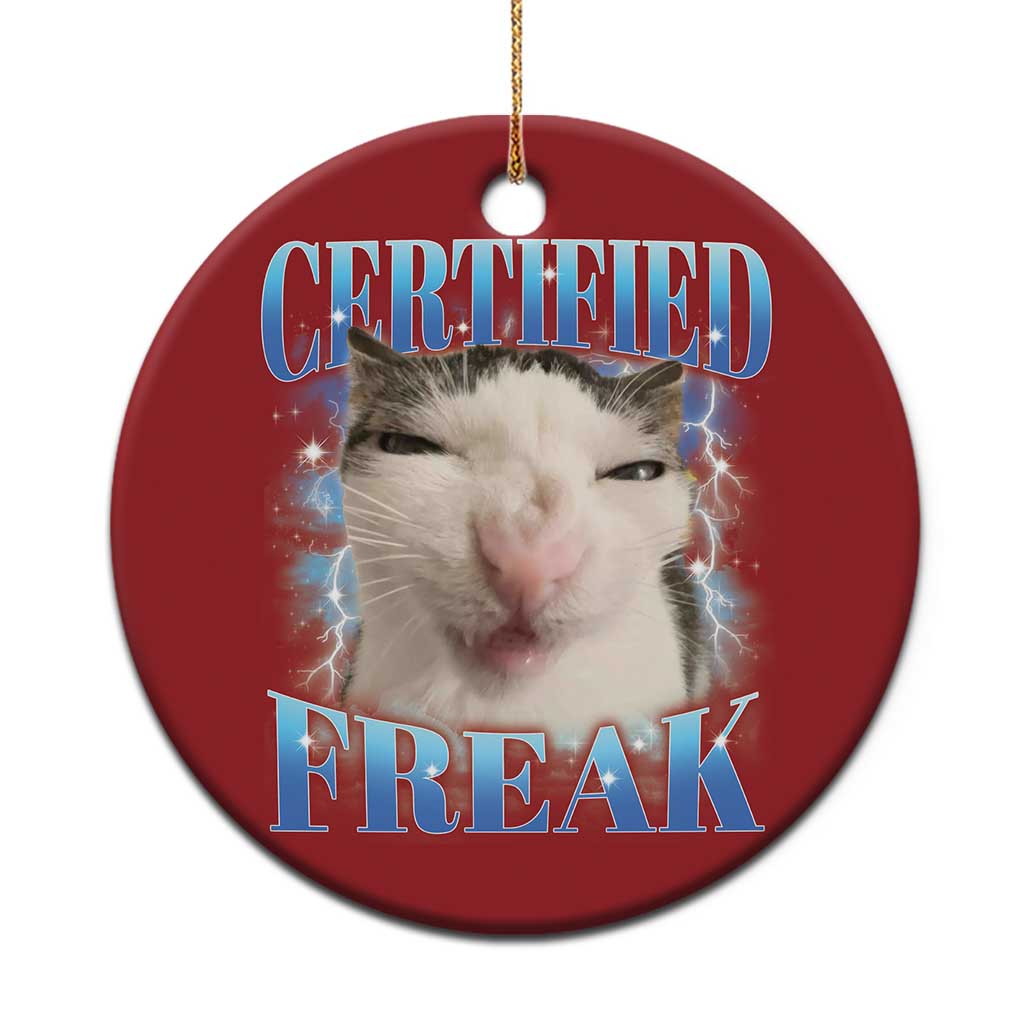 Certified Freak Funny Cat Meme Christmas Ornament Internet Memes Gen Z TS10 Print Your Wear