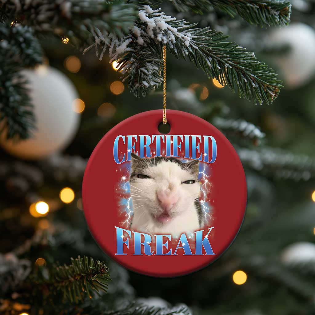 Certified Freak Funny Cat Meme Christmas Ornament Internet Memes Gen Z TS10 Print Your Wear