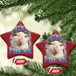 Certified Freak Funny Cat Meme Christmas Ornament Internet Memes Gen Z TS10 Star Red Print Your Wear