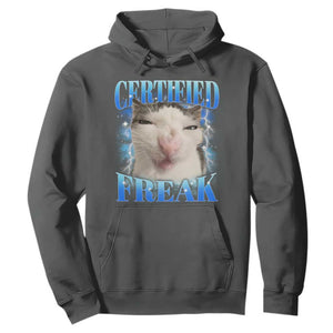 Certified Freak Funny Cat Meme Hoodie Internet Memes Gen Z TS10 Dark Heather Print Your Wear