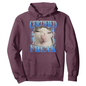 Certified Freak Funny Cat Meme Hoodie Internet Memes Gen Z TS10 Maroon Print Your Wear