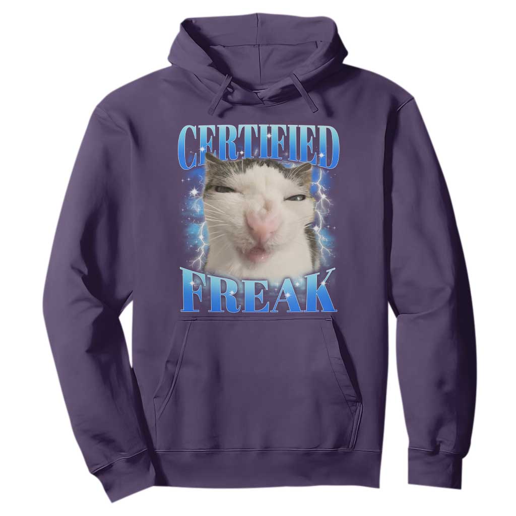 Certified Freak Funny Cat Meme Hoodie Internet Memes Gen Z TS10 Purple Print Your Wear
