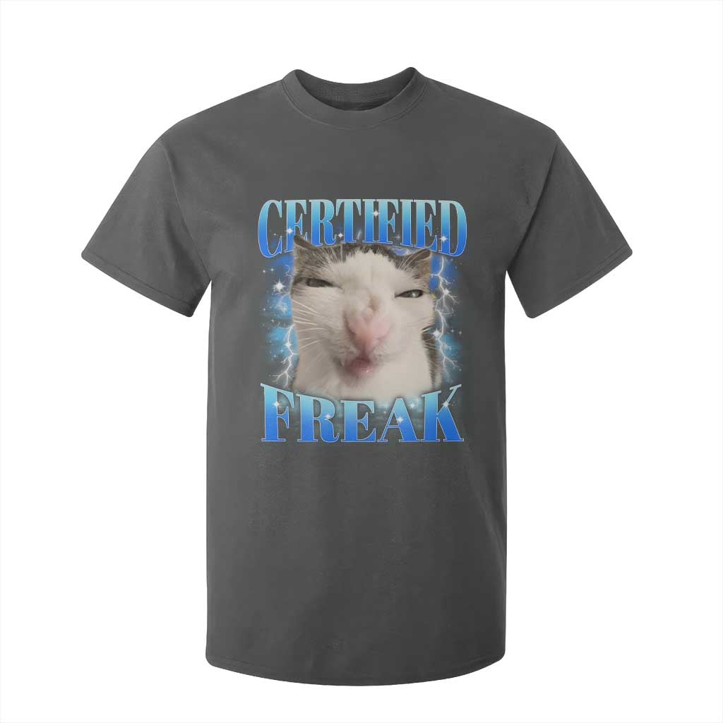 Certified Freak Funny Cat Meme T Shirt For Kid Internet Memes Gen Z TS10 Dark Heather Print Your Wear