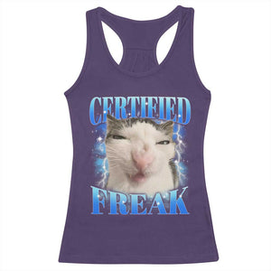 Certified Freak Funny Cat Meme Racerback Tank Top Internet Memes Gen Z TS10 Purple Print Your Wear