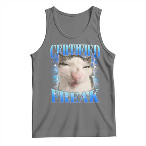 Certified Freak Funny Cat Meme Tank Top Internet Memes Gen Z TS10 Black Heather Print Your Wear