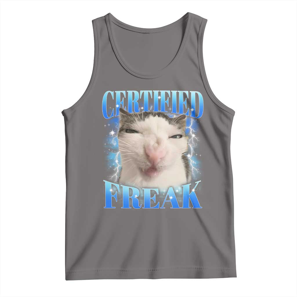 Certified Freak Funny Cat Meme Tank Top Internet Memes Gen Z TS10 Deep Heather Print Your Wear