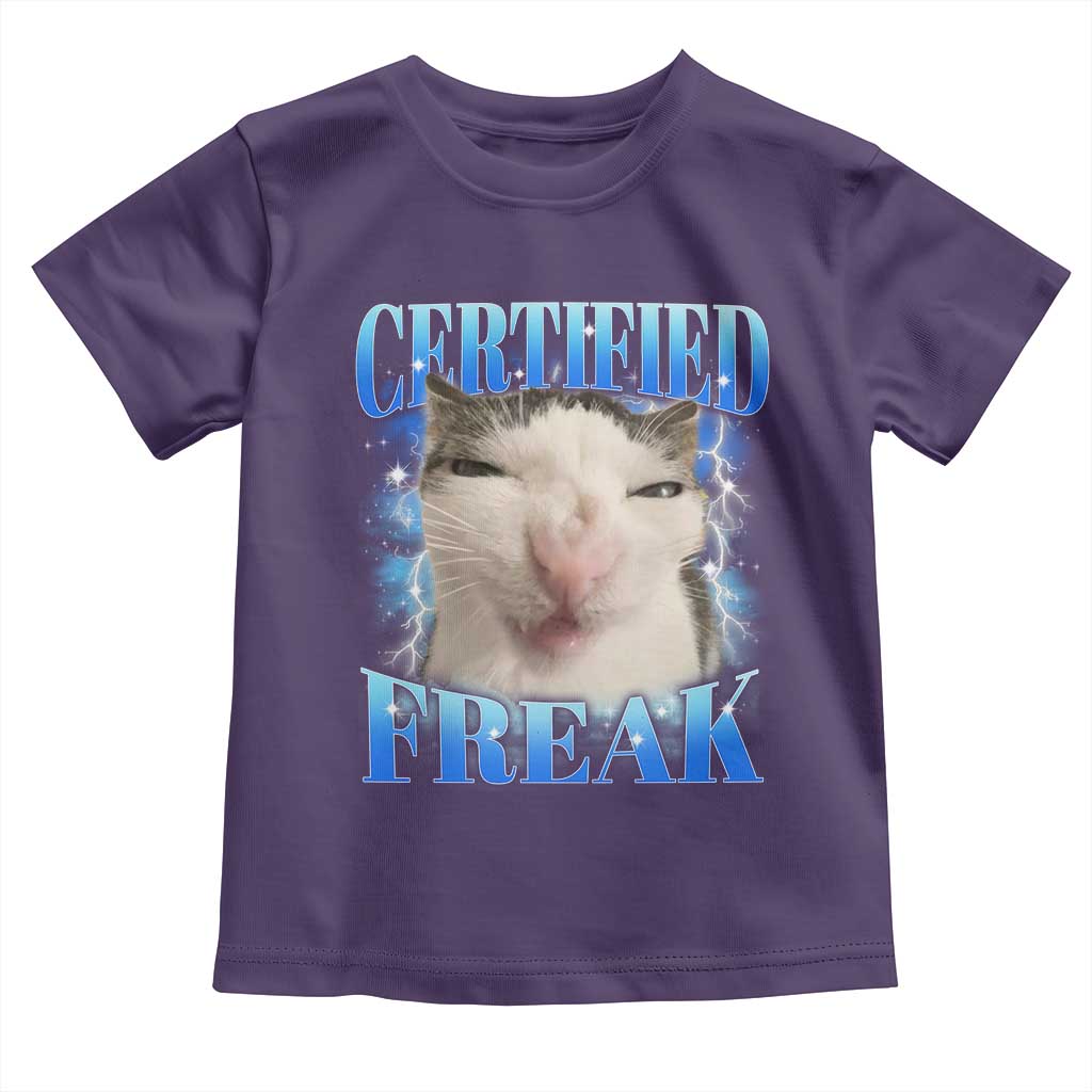 Certified Freak Funny Cat Meme Toddler T Shirt Internet Memes Gen Z TS10 Purple Print Your Wear