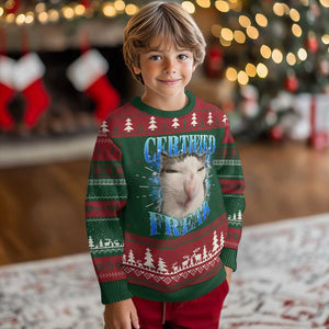 Certified Freak Funny Cat Meme Knit Sweatshirt Internet Memes Gen Z TS10 Christmas Print Your Wear