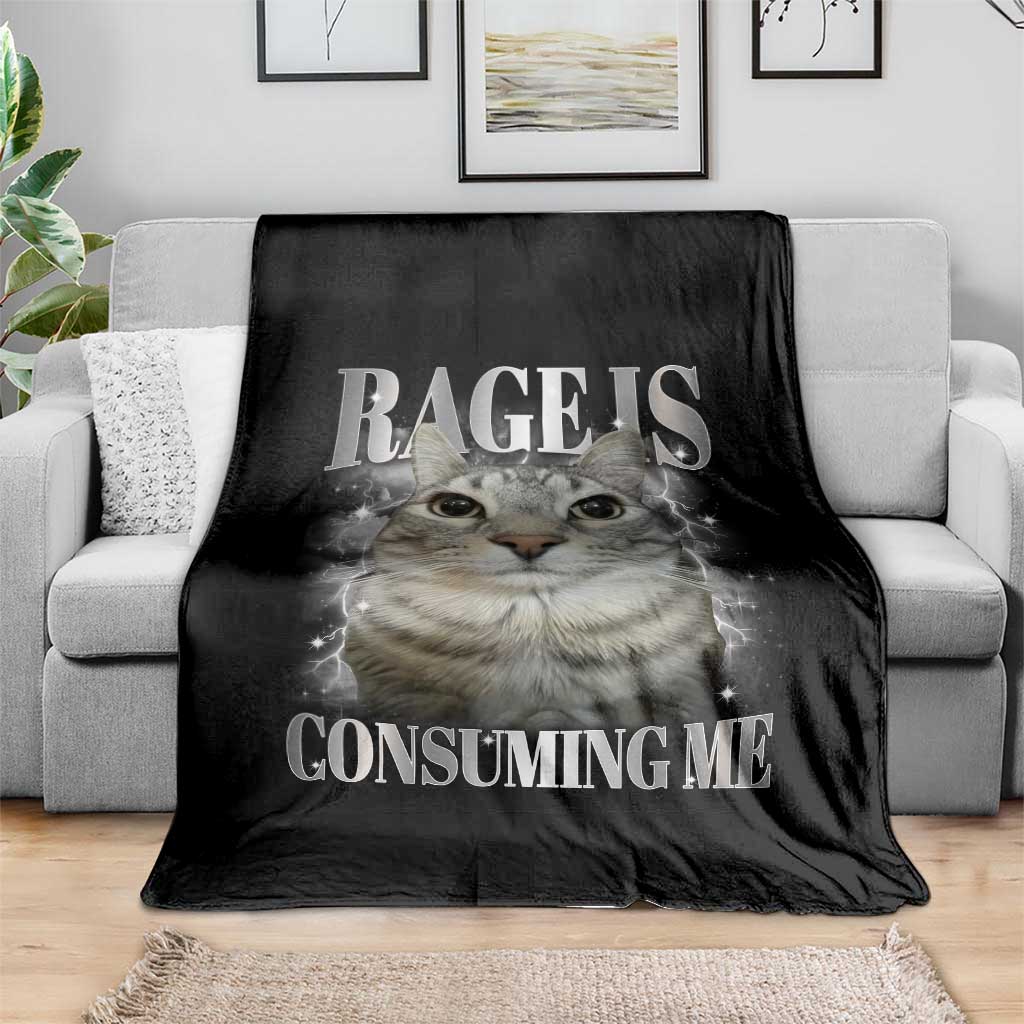 Rage Is Consuming Me Throw Blanket Funny Silly Cat Memes TS10 Print Your Wear