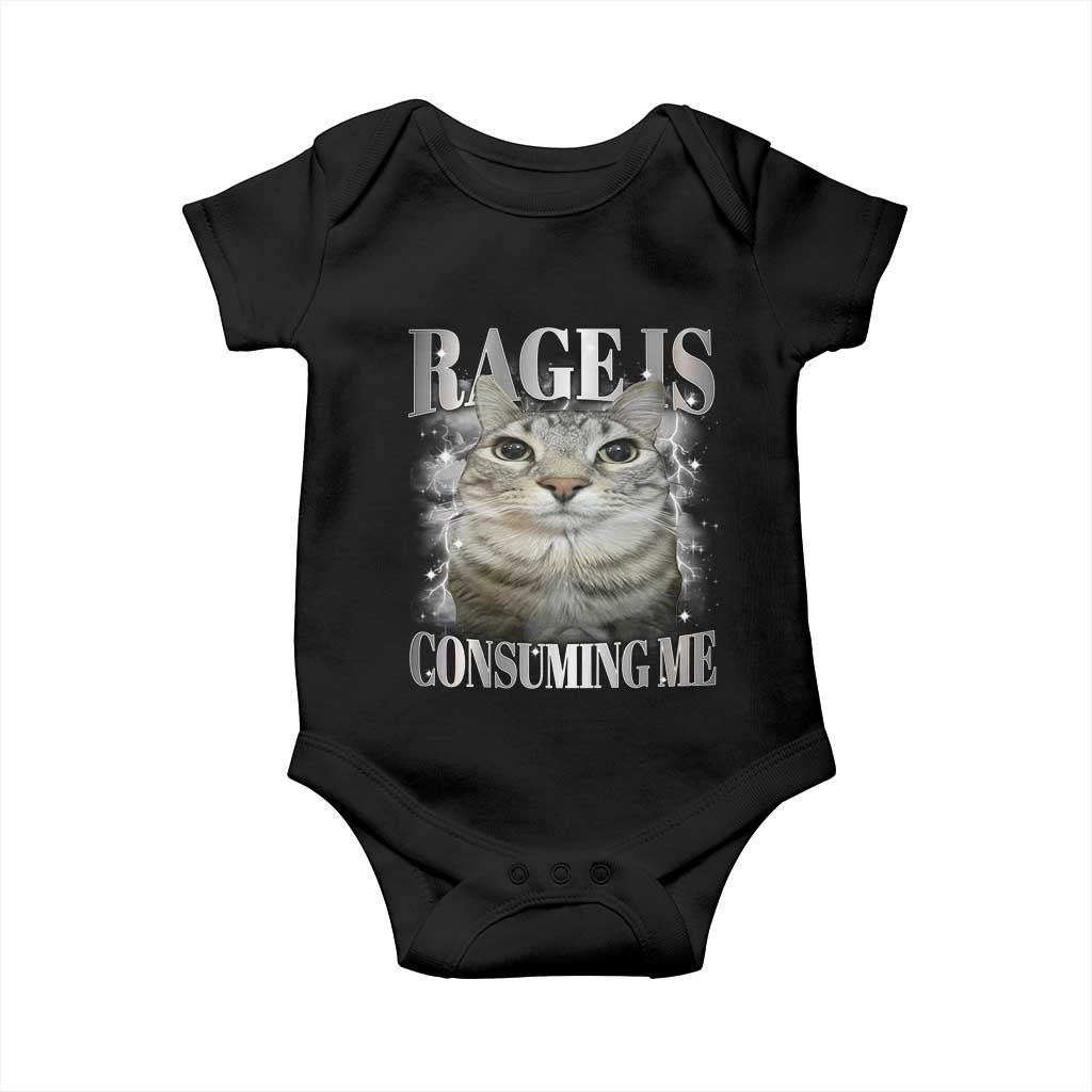 Rage Is Consuming Me Baby Onesie Funny Silly Cat Memes TS10 Black Print Your Wear