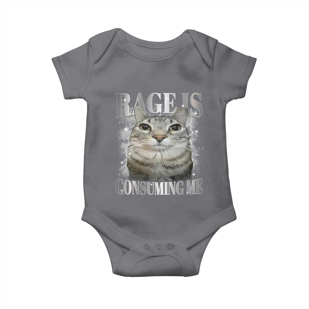 Rage Is Consuming Me Baby Onesie Funny Silly Cat Memes TS10 Charcoal Print Your Wear