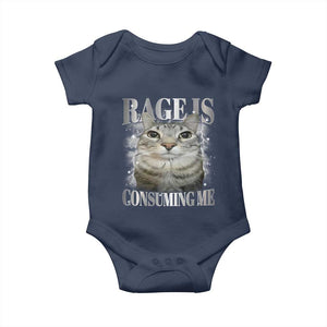 Rage Is Consuming Me Baby Onesie Funny Silly Cat Memes TS10 Navy Print Your Wear