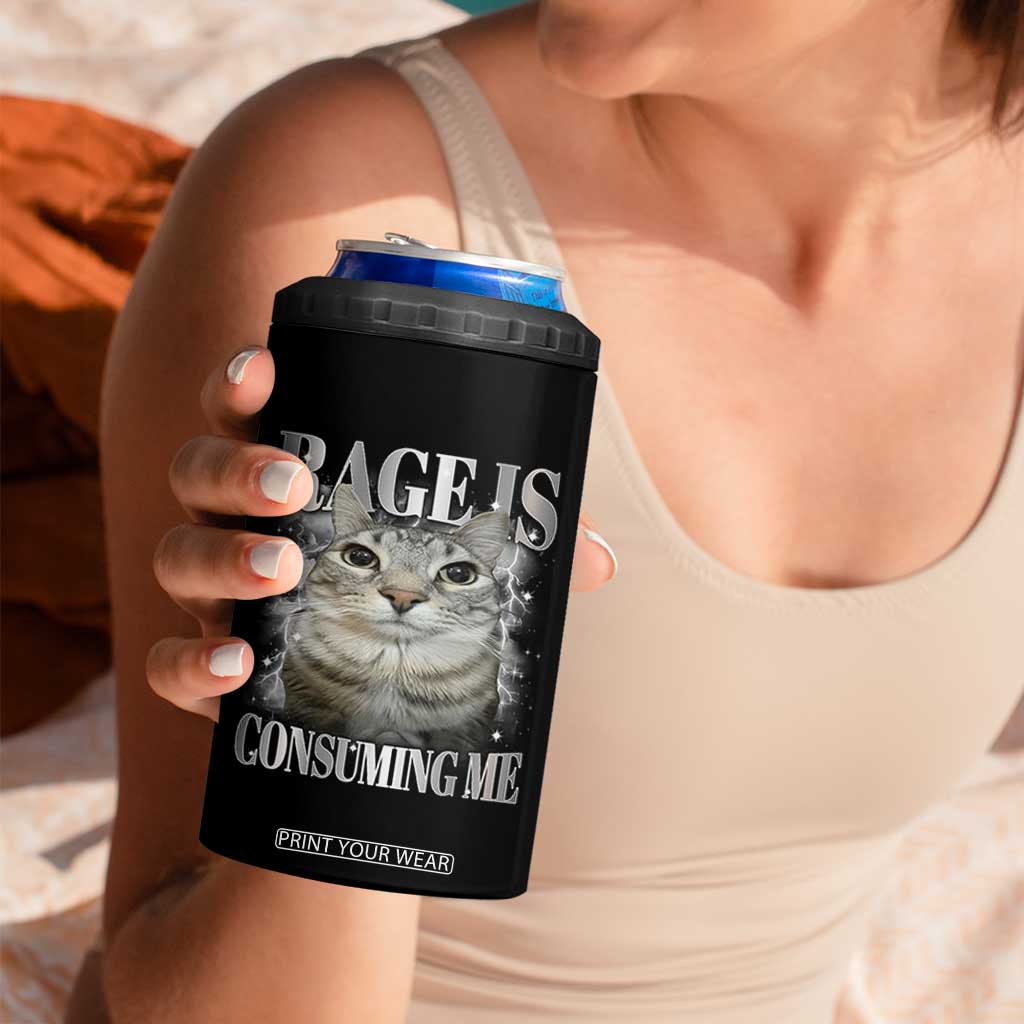 Rage Is Consuming Me 4 in 1 Can Cooler Tumbler Funny Silly Cat Memes TS10 Print Your Wear