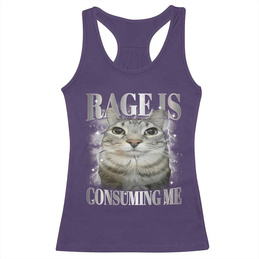 Rage Is Consuming Me Racerback Tank Top Funny Silly Cat Memes TS10 Purple Print Your Wear