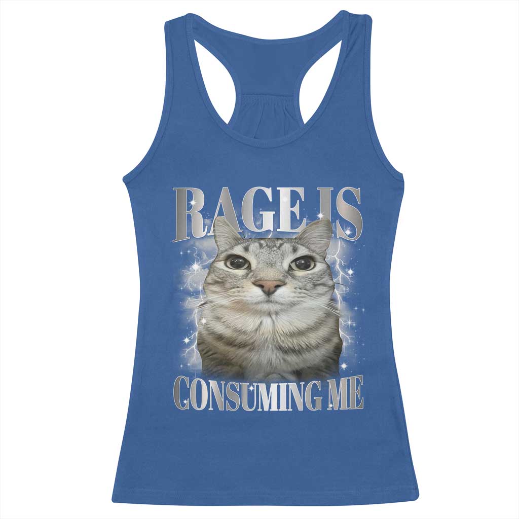 Rage Is Consuming Me Racerback Tank Top Funny Silly Cat Memes TS10 Royal Blue Print Your Wear