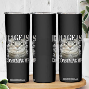 Rage Is Consuming Me Skinny Tumbler Funny Silly Cat Memes TS10 Print Your Wear
