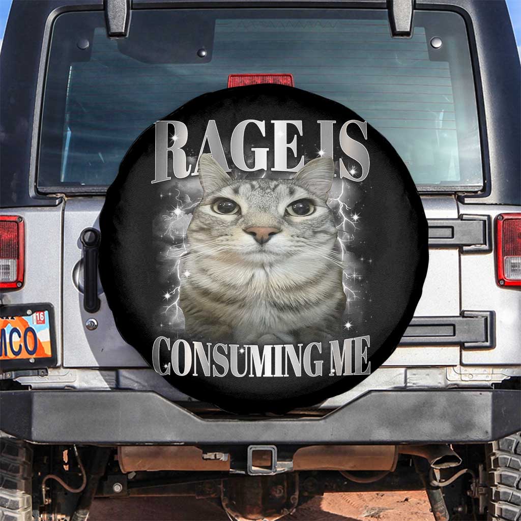 Rage Is Consuming Me Spare Tire Cover Funny Silly Cat Memes TS10 No hole Black Print Your Wear