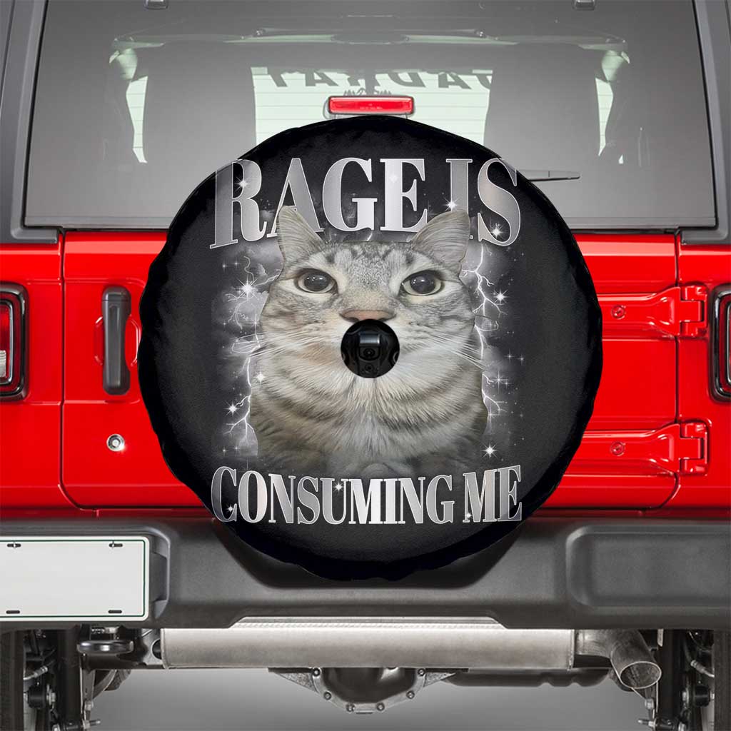 Rage Is Consuming Me Spare Tire Cover Funny Silly Cat Memes TS10 Black Print Your Wear