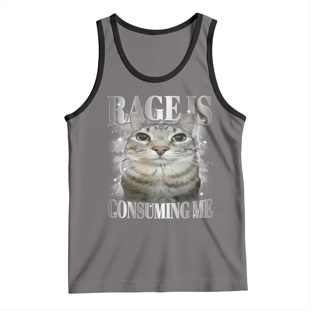 Rage Is Consuming Me Tank Top Funny Silly Cat Memes TS10 Deep Heather Black Print Your Wear