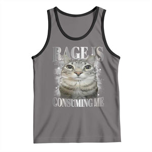 Rage Is Consuming Me Tank Top Funny Silly Cat Memes TS10 Deep Heather Black Print Your Wear