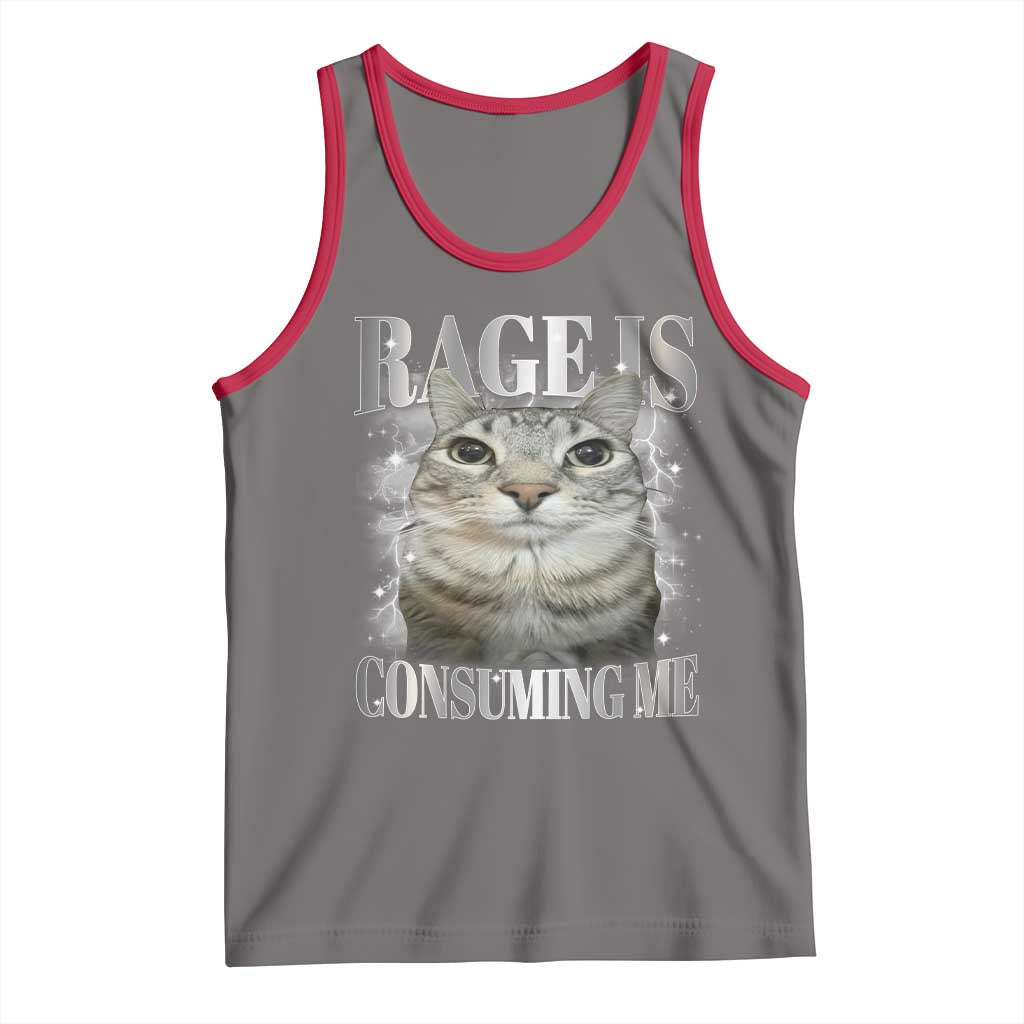Rage Is Consuming Me Tank Top Funny Silly Cat Memes TS10 Deep Heather Red Print Your Wear