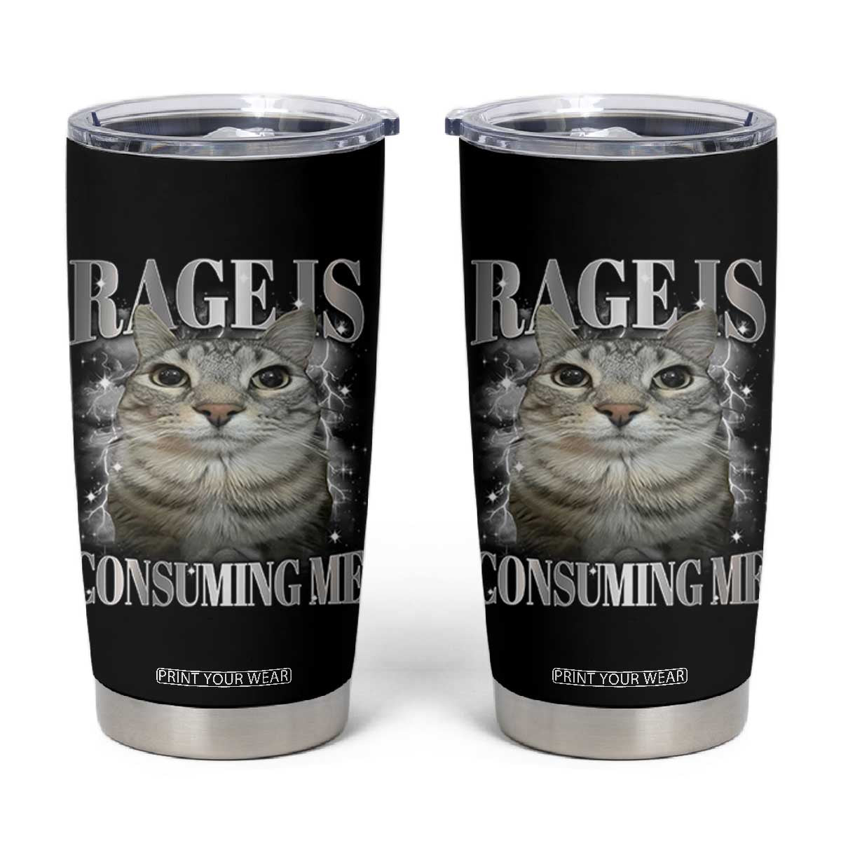 Rage Is Consuming Me Tumbler Cup Funny Silly Cat Memes TS10 Black Print Your Wear