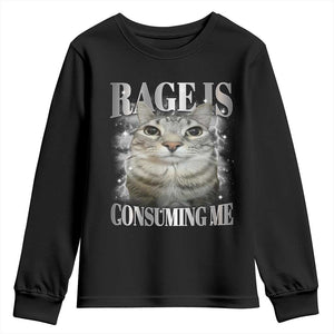 Rage Is Consuming Me Youth Sweatshirt Funny Silly Cat Memes TS10 Black Print Your Wear