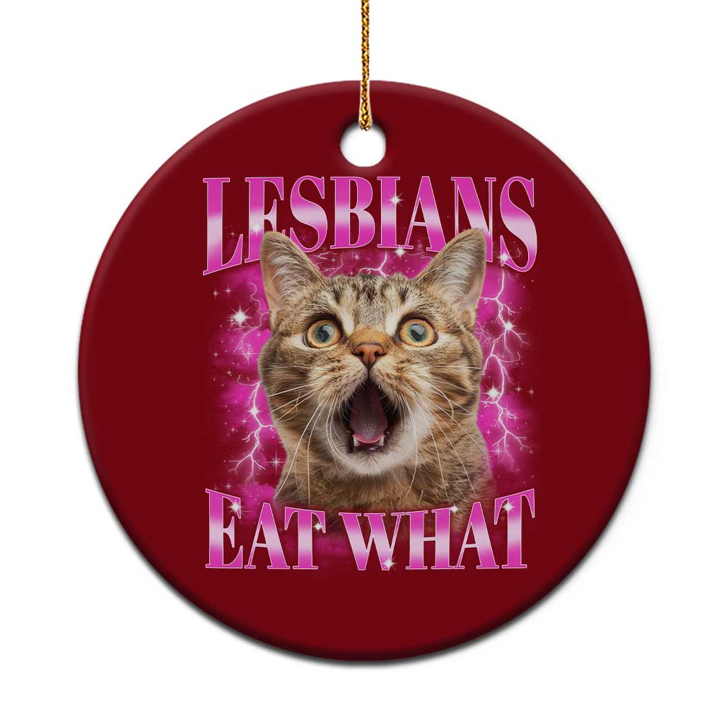 Lesbians Eat What Ceramic Ornament Funny Cat Gay Pride LGBTQ Pun TS10 1pc Red Print Your Wear