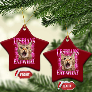 Lesbians Eat What Ceramic Ornament Funny Cat Gay Pride LGBTQ Pun TS10 Print Your Wear