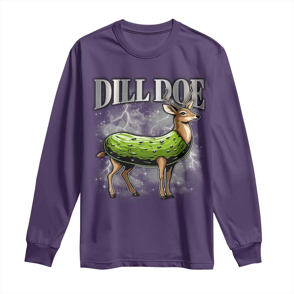 Dill Doe Long Sleeve Shirt Funny Adult Humor Pickle Deer Bootleg Graphic 90s TS10 Purple Print Your Wear