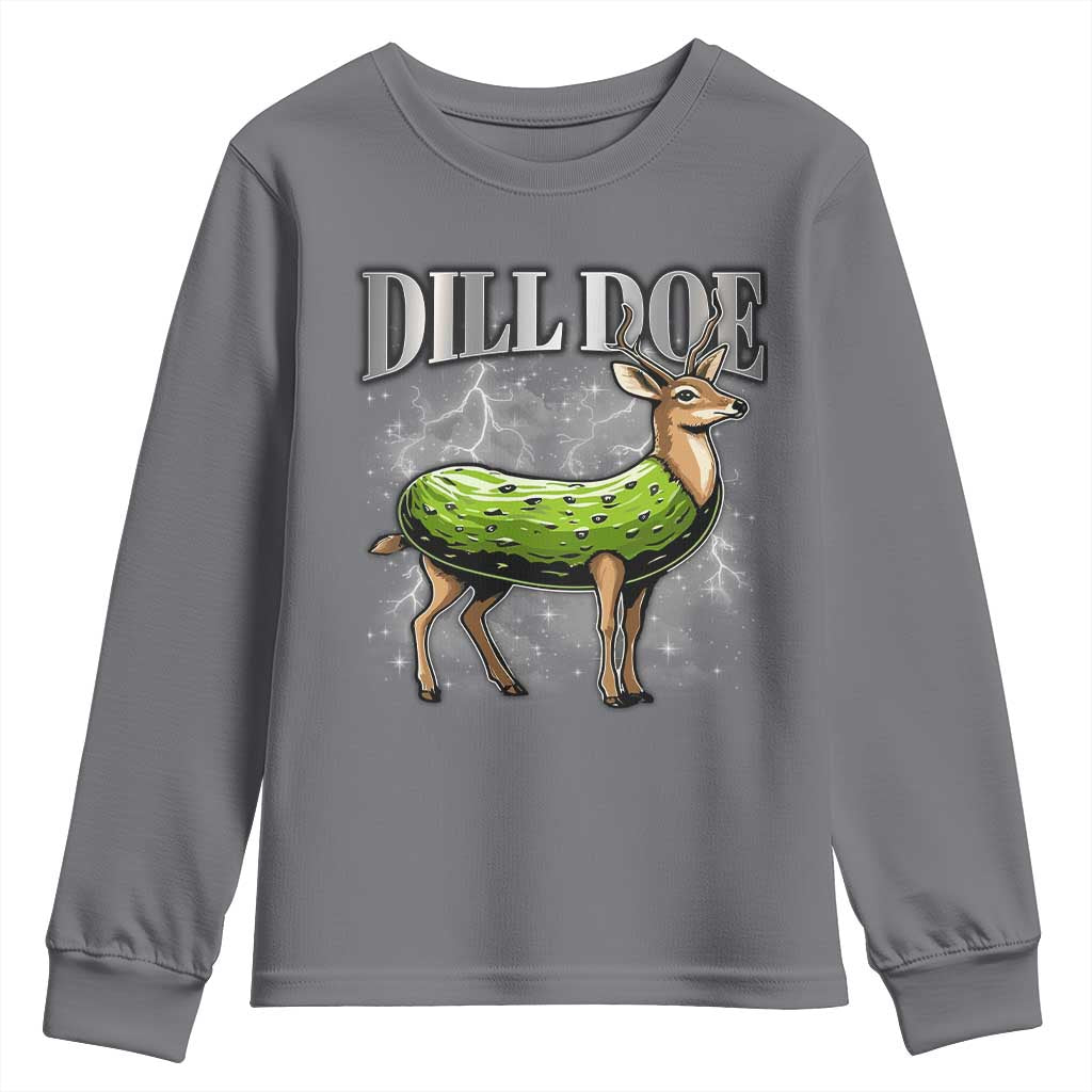 Dill Doe Youth Sweatshirt Funny Adult Humor Pickle Deer Bootleg Graphic 90s TS10 Charcoal Print Your Wear